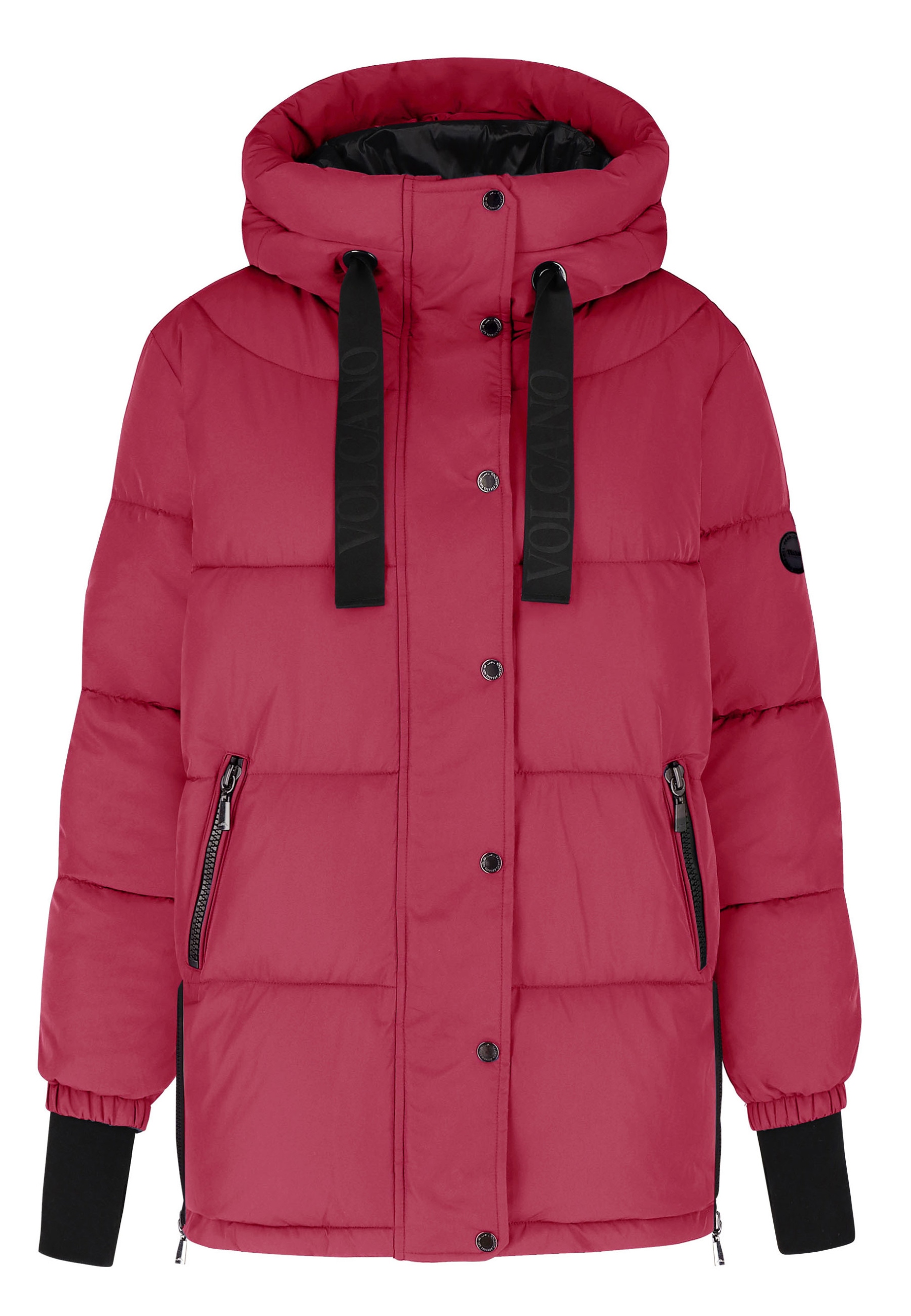 Dámská Teplá Bunda S Kapucí Prošívaná Růžová Volcano J-blis 4XL