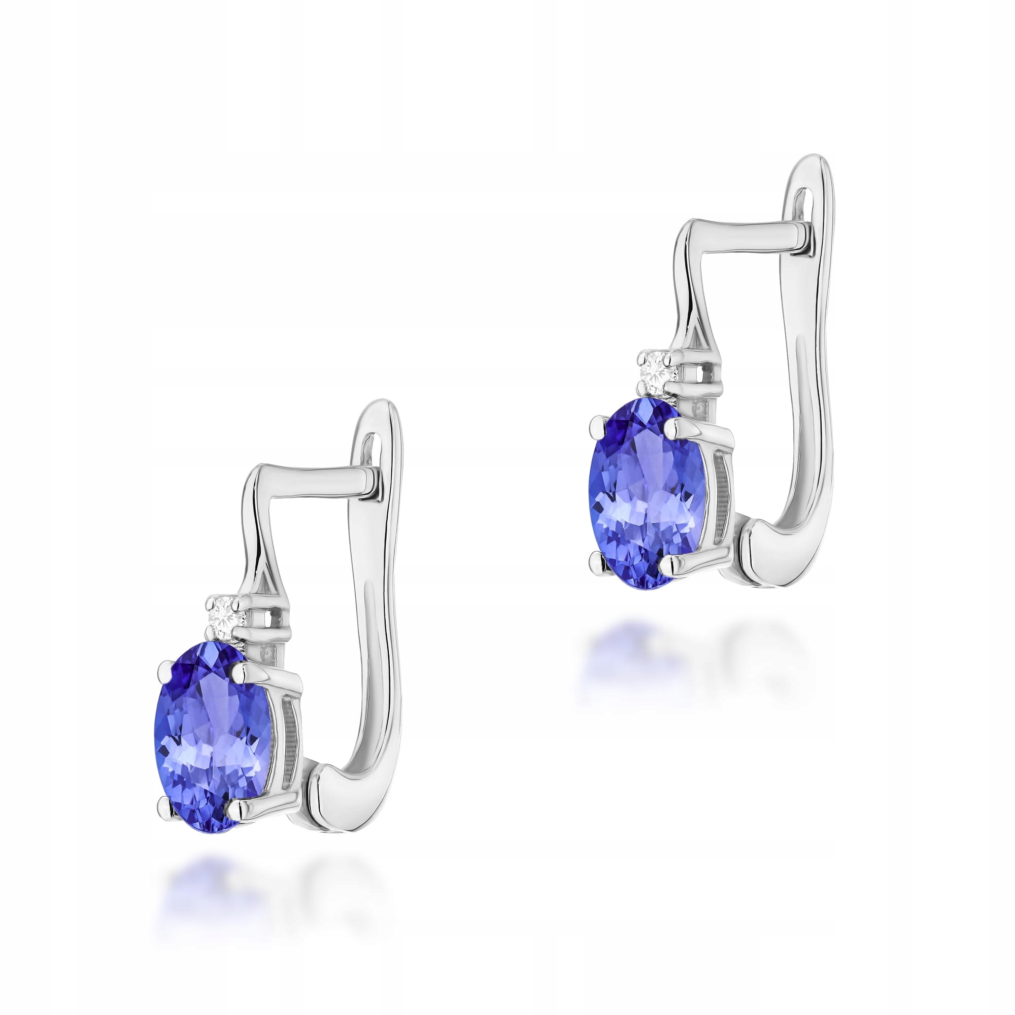 Náušnice 585 s tanzanitem z bílého zlata, módní, efektní