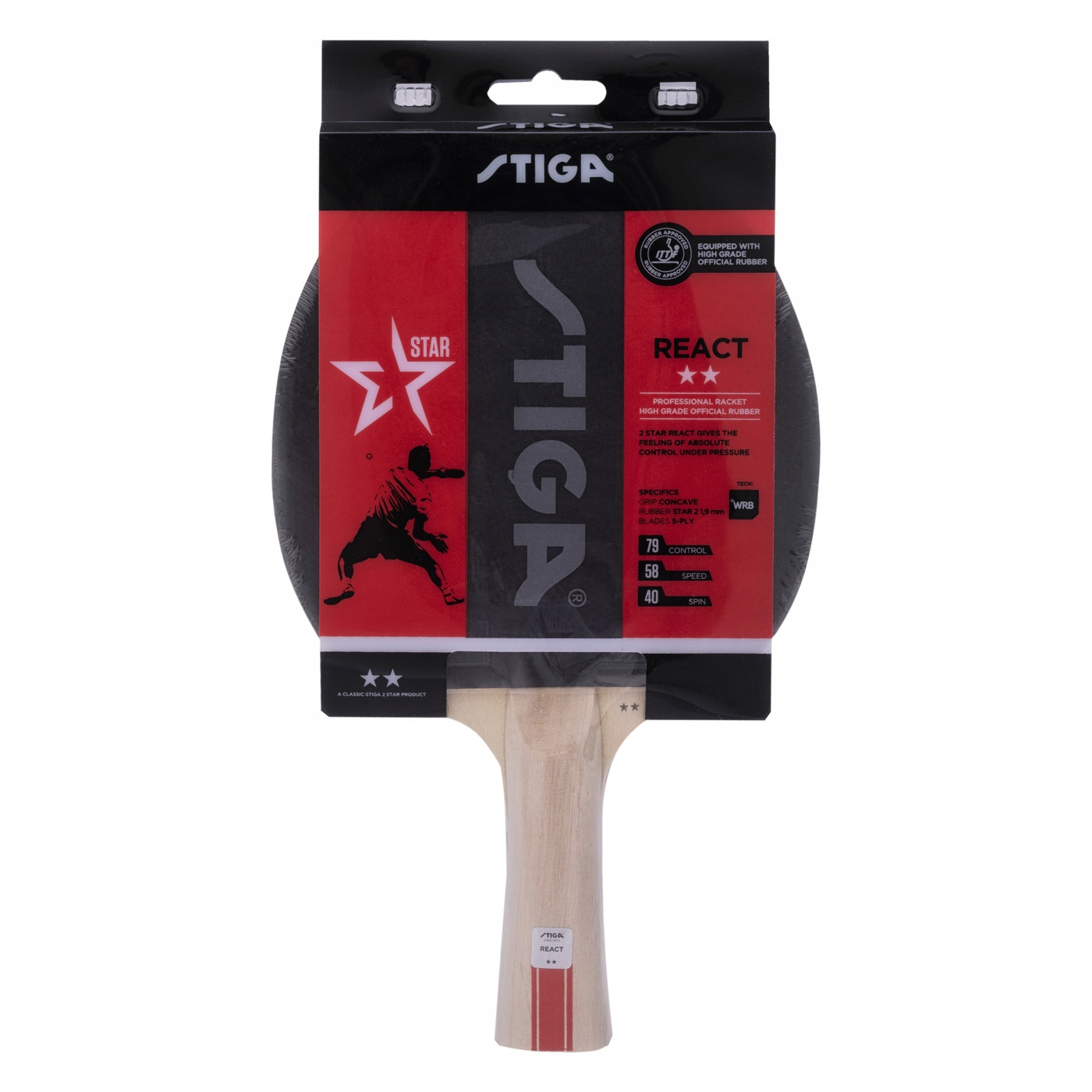 Stiga 2-gwiazdkowy rakietka React do tenisa stołowego Ittf