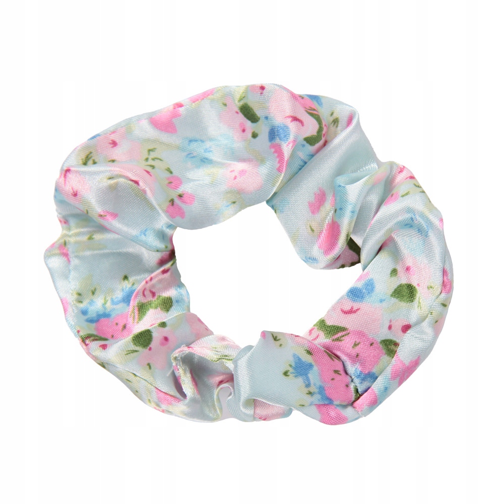 Donegal Marszczona, materiałowa gumka do włosów typu scrunchie, w kwiatki