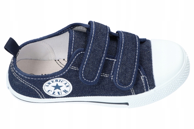 AMERICAN TEN114 TENISÓWKI TRAMPKI DZIECIĘCE NA RZEPY WKŁADKA SKÓRZANA NV 32 Kolor niebieski
