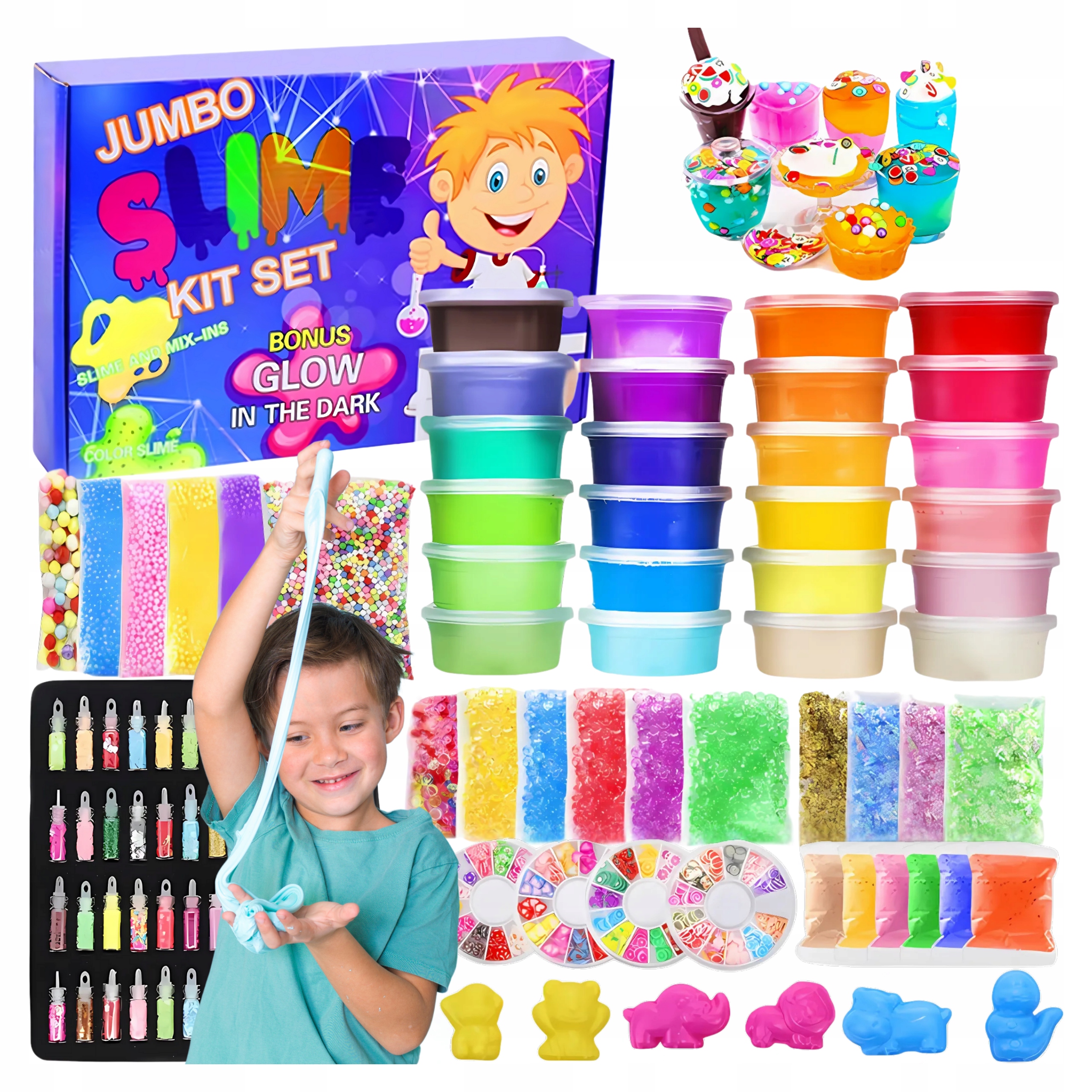 ВЕЛИКИЙ НАБІР ДЛЯ ПРИГОТУВАННЯ СЛИЗУ ДЛЯ ДІТЕЙ, 120 ПЛАСТИКОВИХ ФОРМ ТІСТА В 1