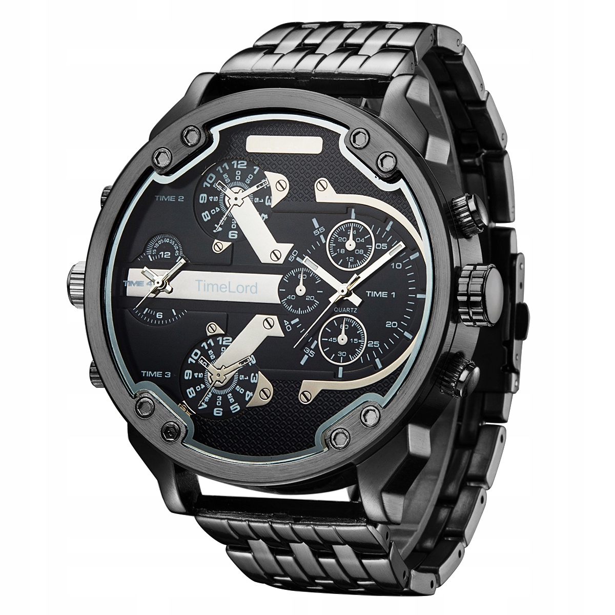 

Zegarek męski Bardzo Duży Gigant Złoty Czarny Hit