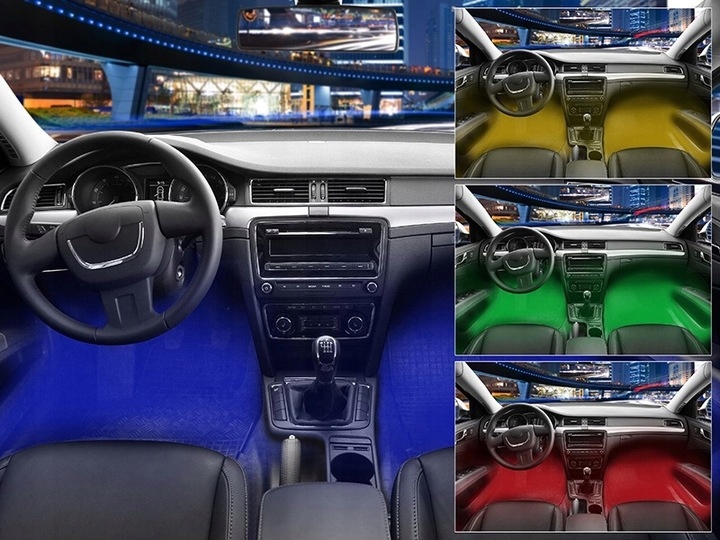 OŚWIETLENIE LED RGB WNĘTRZA AUTA KABINY SAMOCHODU Waga produktu z opakowaniem jednostkowym 1 kg