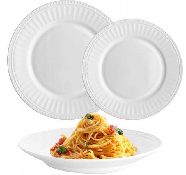 Jídelní sada talířů bílá pro 6 osob 18el bílá Roma