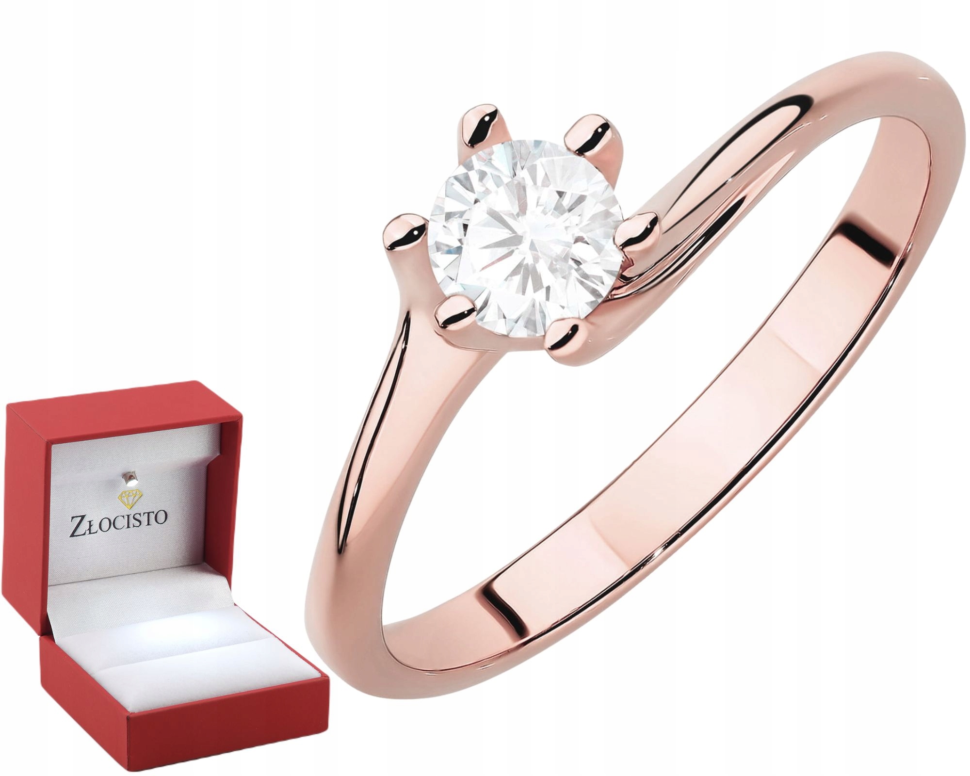 Różowe Złoto Bogaty Pierścionek Diament Lab 0,50 Ct |585