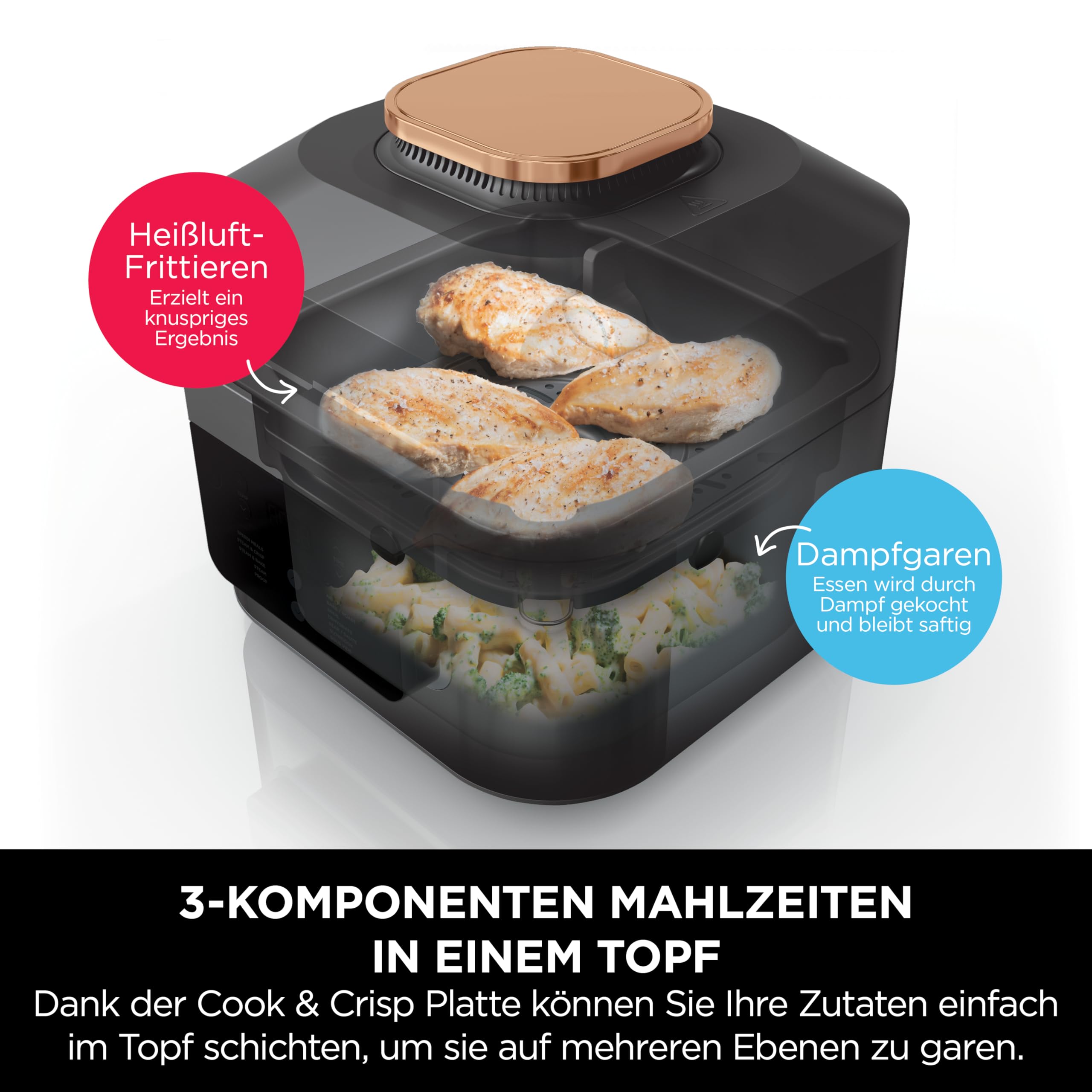 NINJA Speedi Multicooker 5.7L 10-in-1 Fryer Slow Cooker Grill Black Copper — miniatura 6
