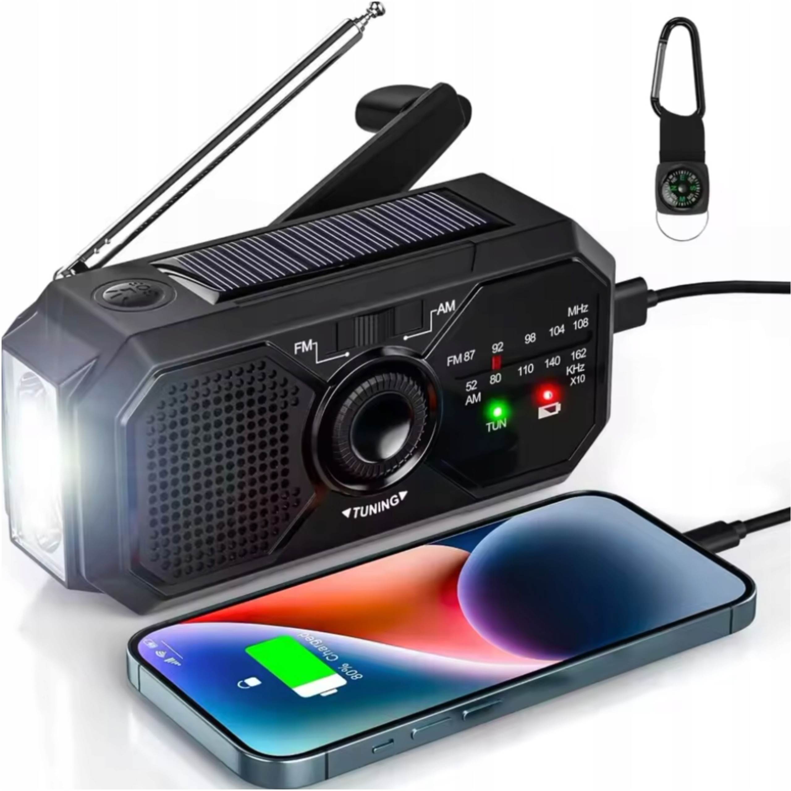 Solární rádio Am Fm s baňkou pro výrobu proudu Powerbanka Led Nouzové
