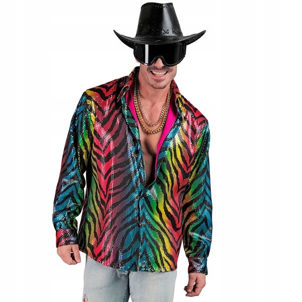 Pánská košile s flitry, barevná, tygr, velikost L/XL