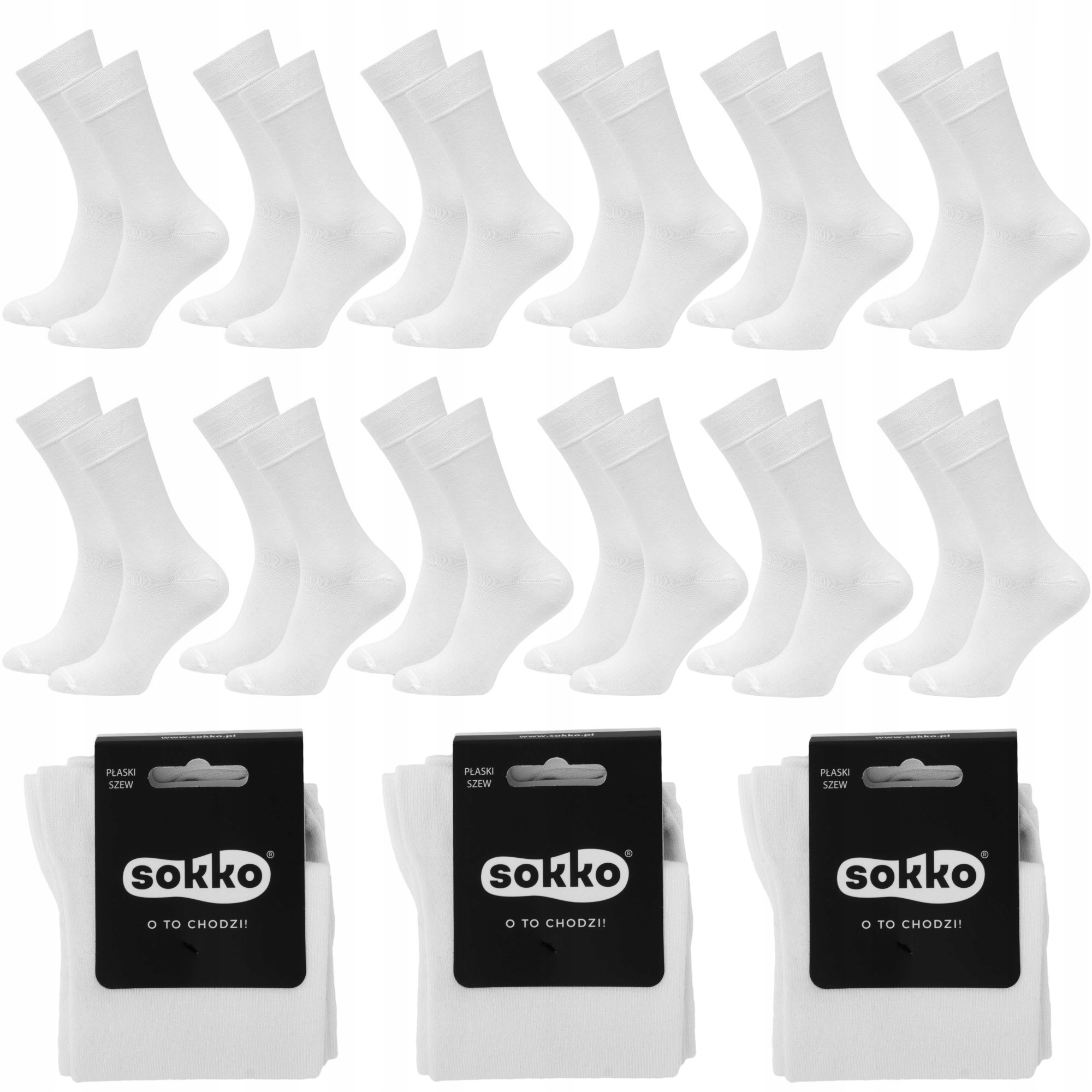 12 x Sokko Ponožky Dlouhé Ponožky Vysoké Bílé Bambusové 45-47