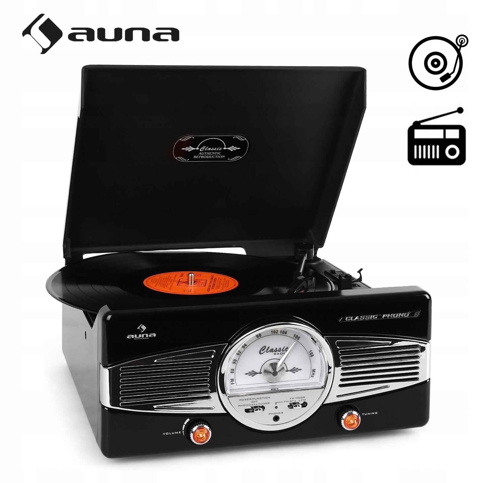 GRAMOFON RETRO POWRÓT DO LAT 50-tych RADIO CZARNY FM WINYLE RCA