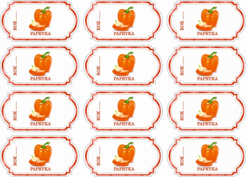 

Naklejki etykiety na przetwory papryka 12szt W6