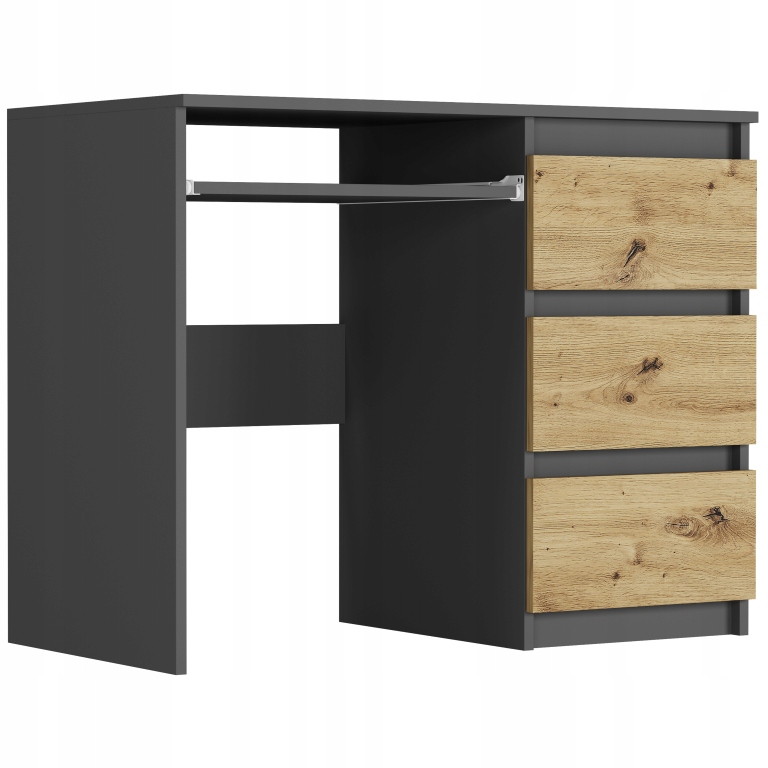 Počítačový Stůl 96 CM 3 Zásuvky Stolek N-3 Antracit MIX Artisan