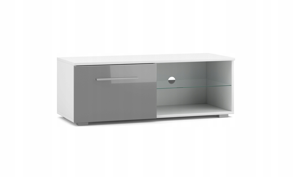 Rtv skříňka Tenus Single bílá matná šedý lesk Led