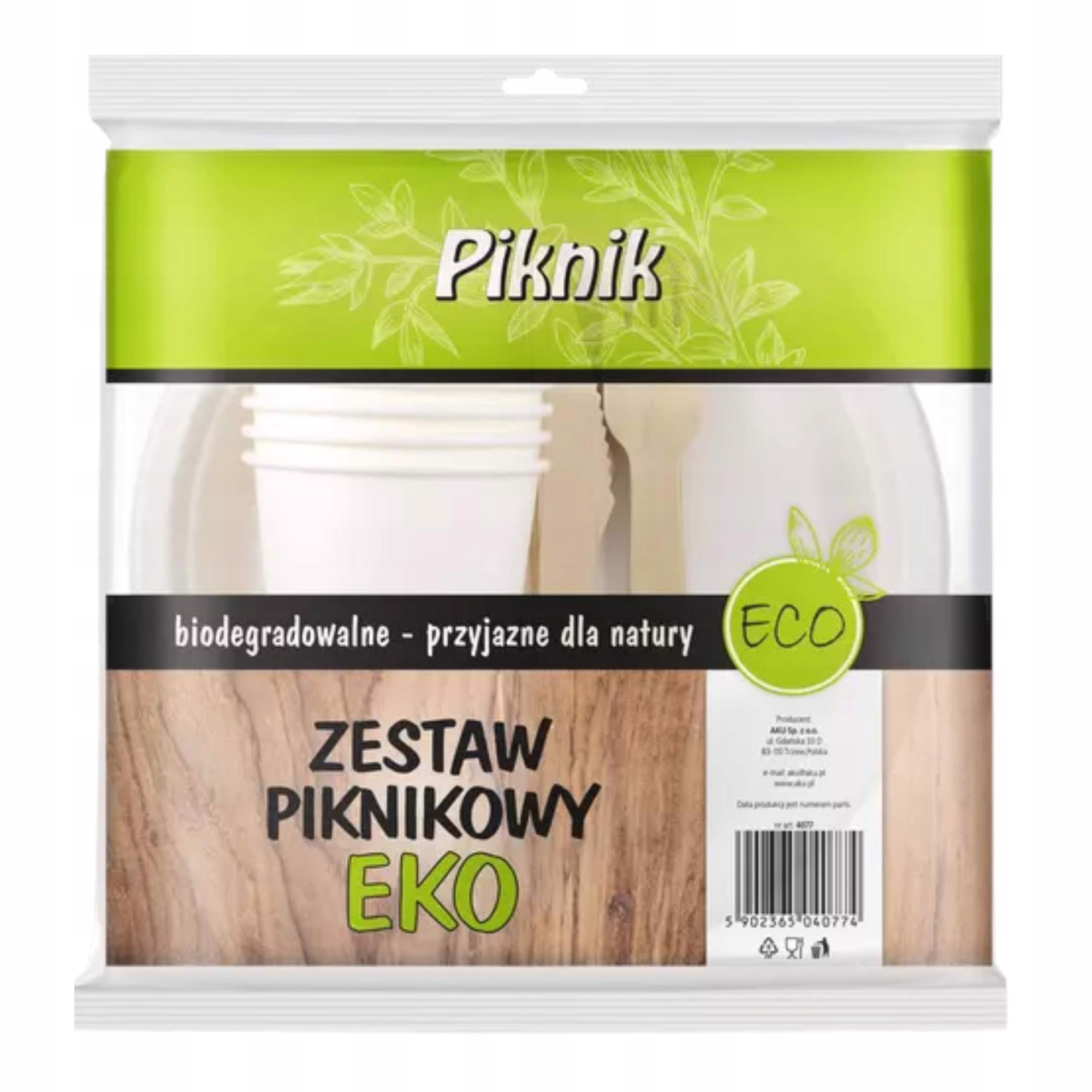 

Piknik Eco Zestaw Talerz x 4 Kubek x 4 Nóż x 4 Wid