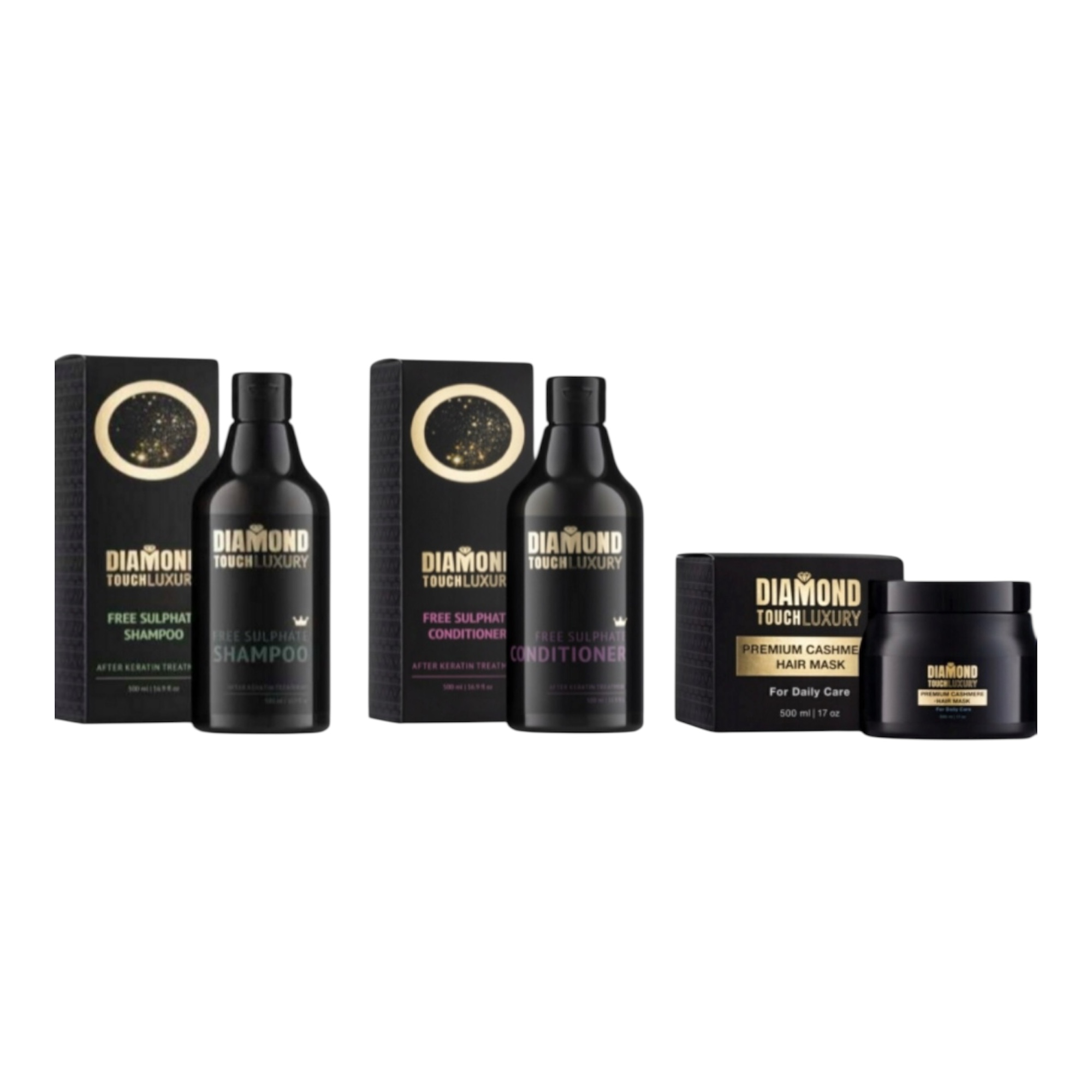 Diamond Touch Luxury szampon 500ml odżywka 500ml maska 500ml po keratynie