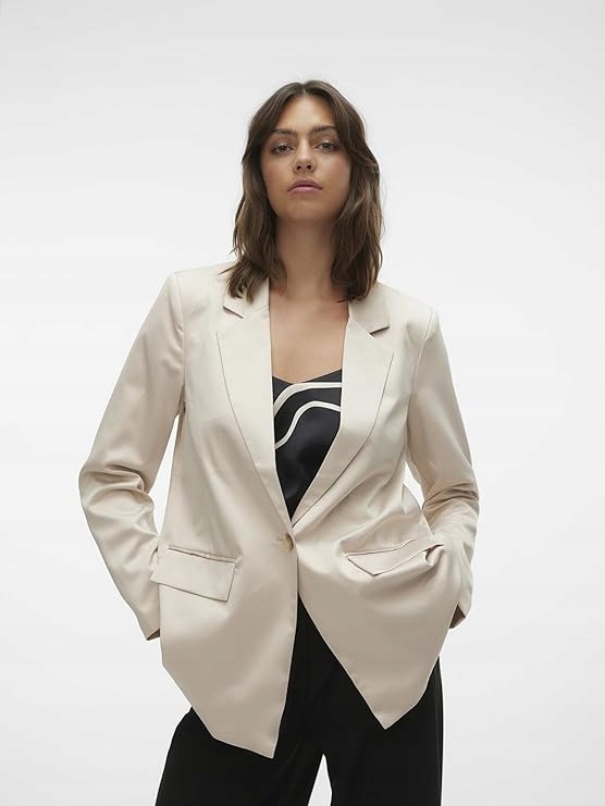 Vero Moda Béžová Jednořadá Bunda S Klasickými Klopami 38 6FA