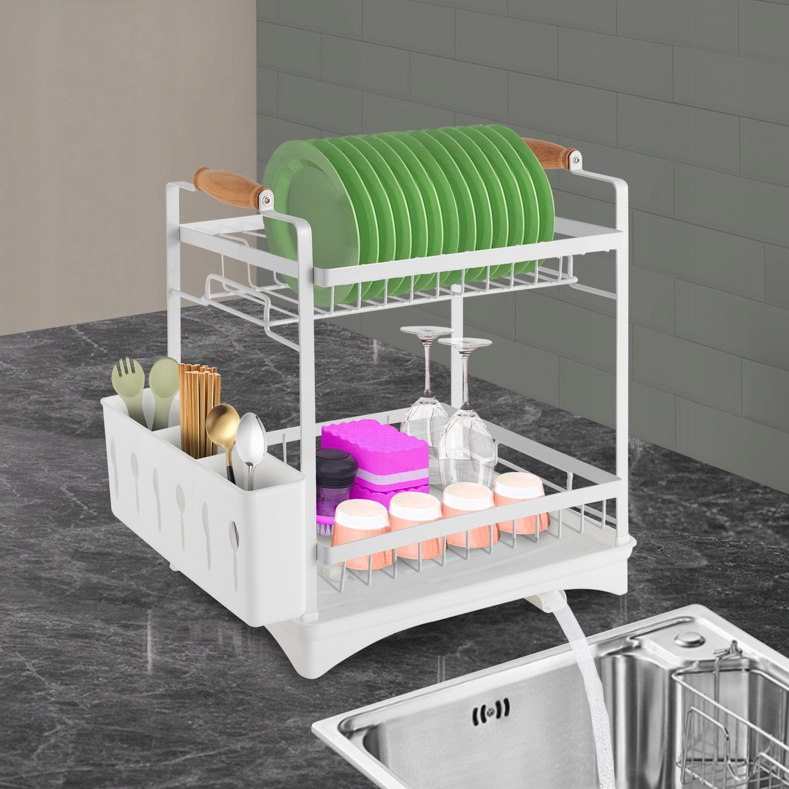 Stojak na naczynia z ociekaczem białym Kod producenta DING4718