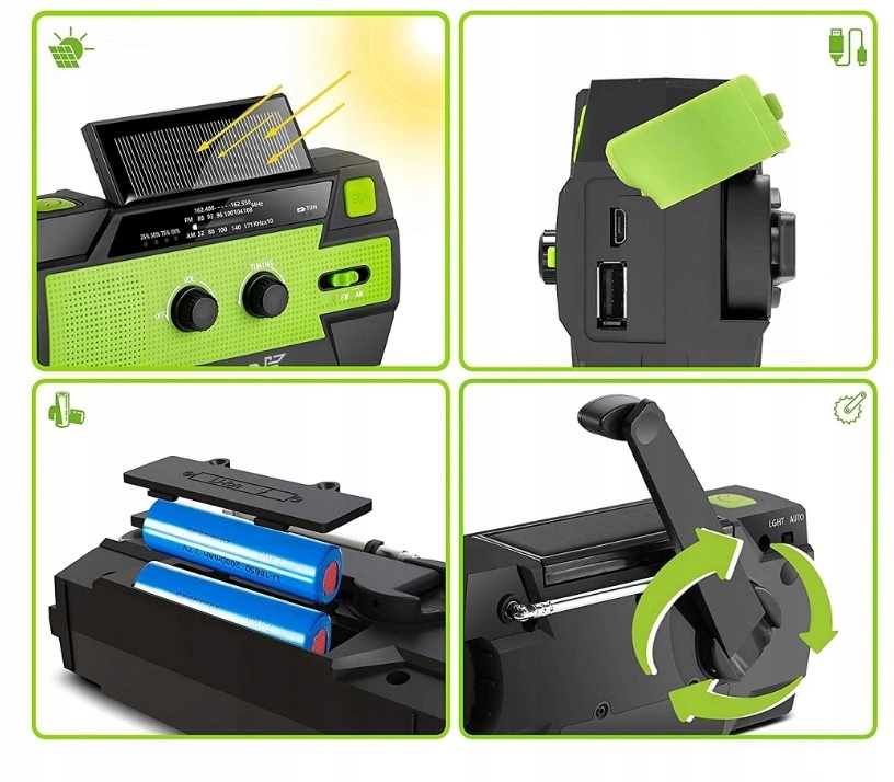 Feegar Radio FM Awaryjne Solar SOS 4000mAh Latarka Model OZE 2 PRO