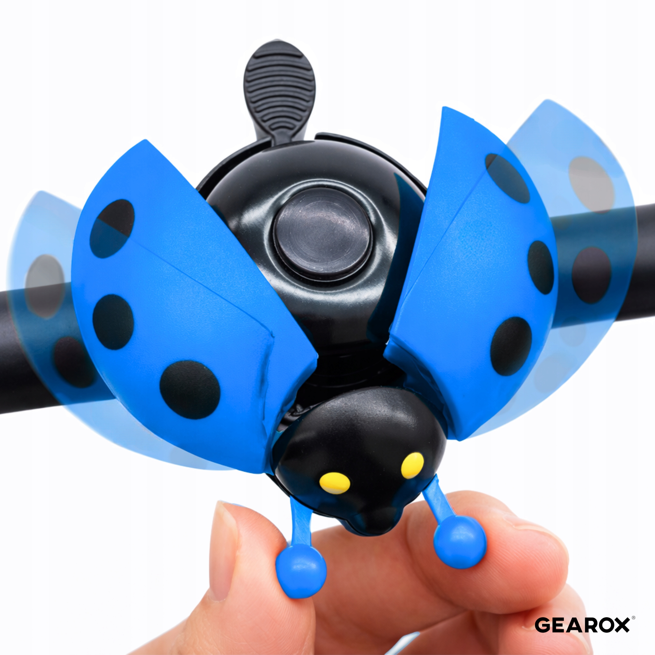 DZWONEK ROWEROWY DZIECIĘCY ROWER HULAJNOGĘ DLA DZIECI BIEDRONKA NIEBIESKA Model Gearox DEKORACYJNY DZWONEK NA ROWER Z BIEDRONKĄ