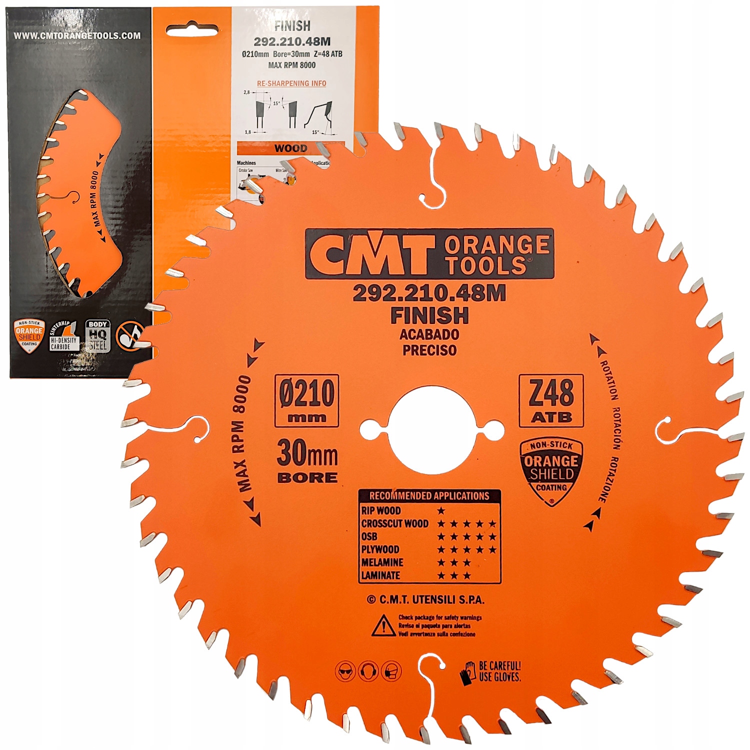 Cmt Tarcza do drewna laminatu Osb Mdf 210 x 30mm 48z widiowa 292.210.48M