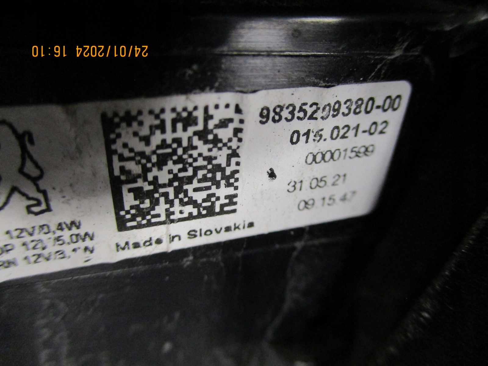 light PEUGEOT 308 T10 408 HB 9835299380 9835299580 right left
