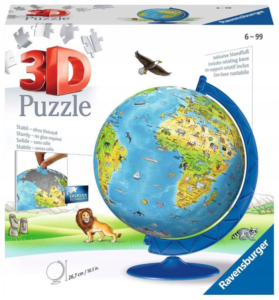 

Globus Dla Dzieci Zwierzęta Puzzle 3D 180 Raven.