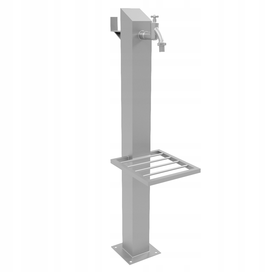 Záhradný kohútik 1/2" stĺpik 95 cm Inox s poličkou a vešiakom na stĺpiku