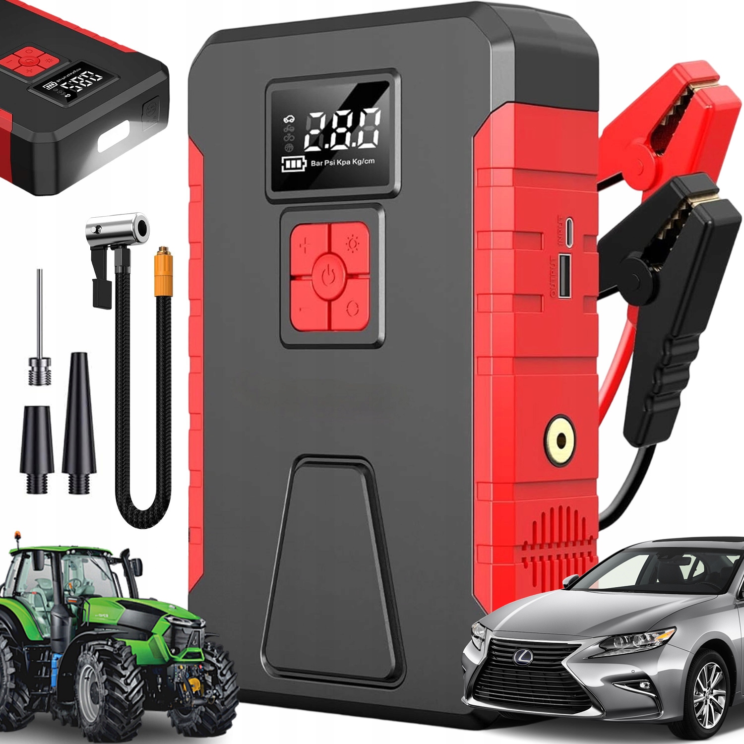 Jump Starter Přenosný Startér Červený Nouzový Těžký Energy Max
