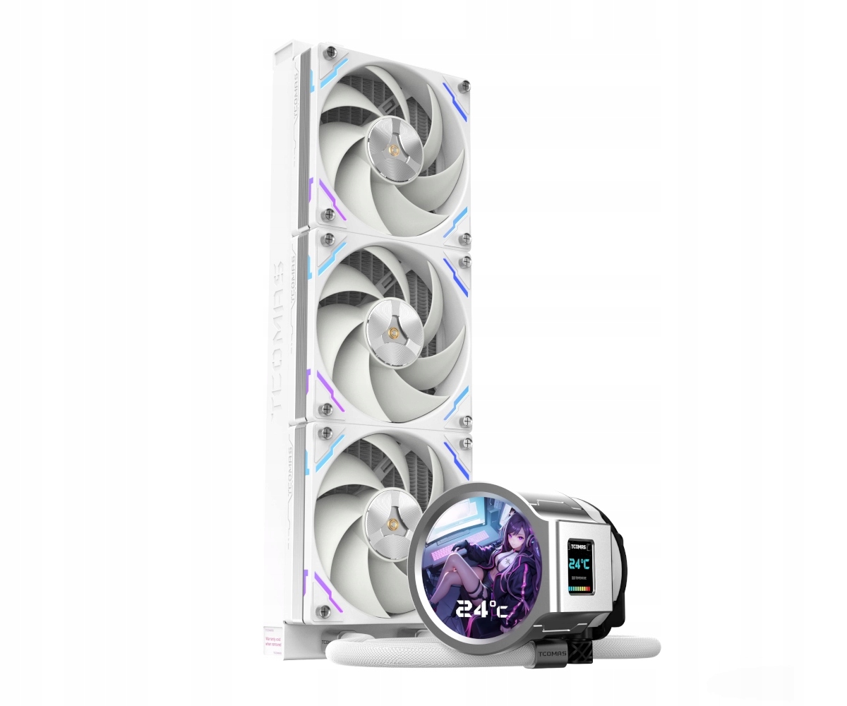 Chłodzenie wodne Aio Tcomas LX800 Pro 360 Argb 2x Ekran LCD Intel Amd Białe