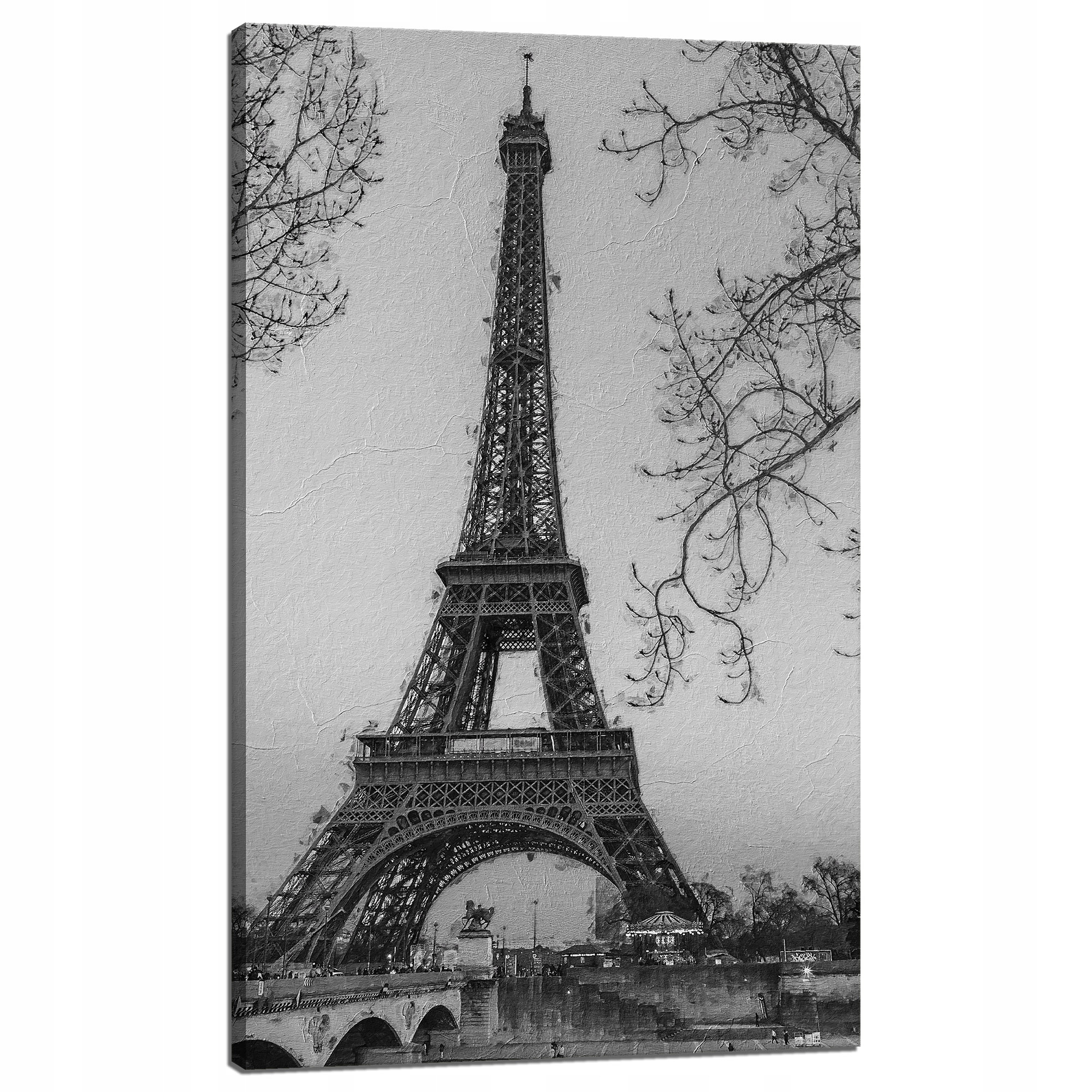 Obraz na plátně Černobílá Eiffelova věž Francie Retro 60x100 cm