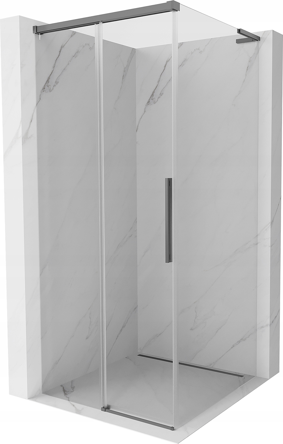 Kabina prysznicowa 110x110 narożna Mexen Rox L drzwi przesuwne gun metal