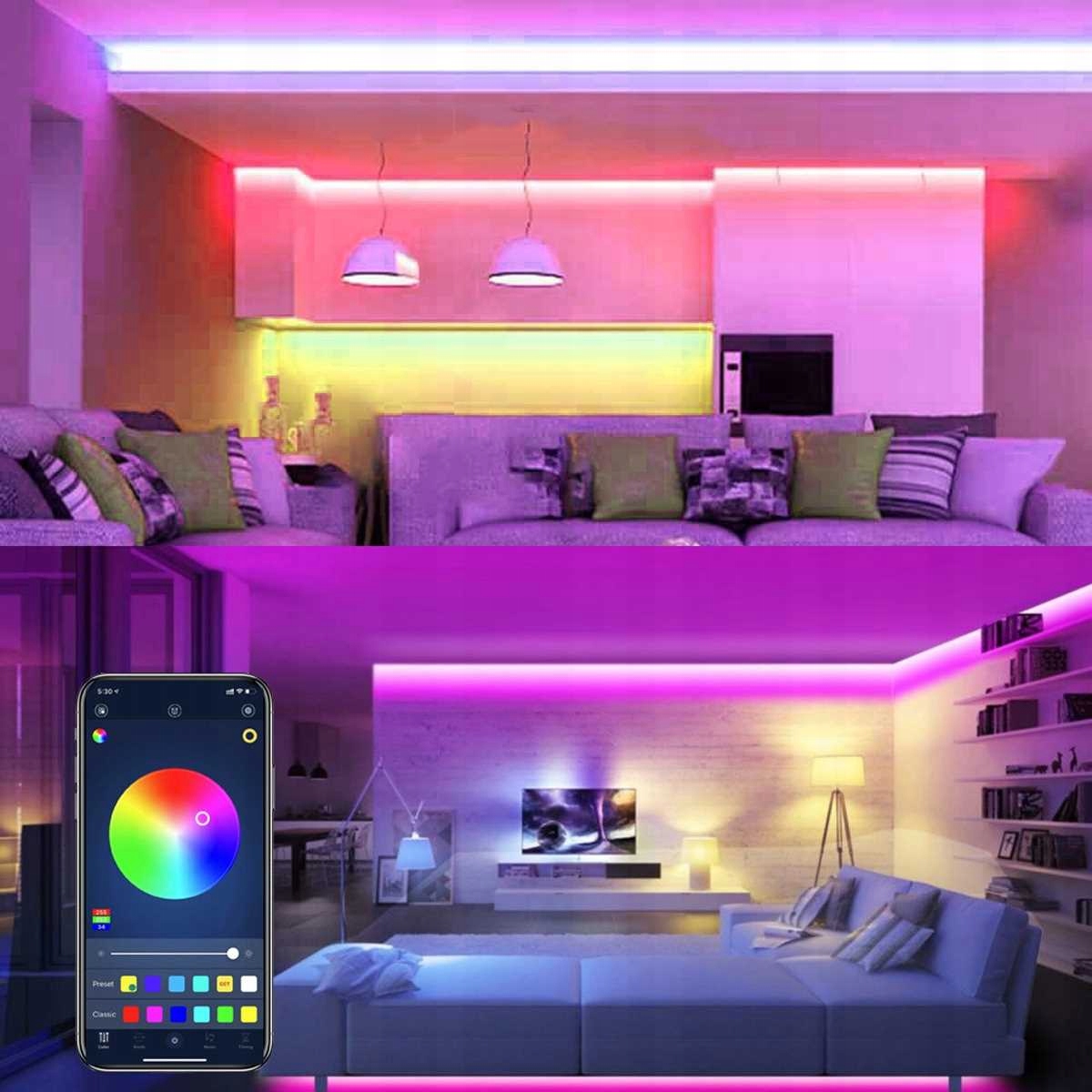 TAŚMA LED RGB Z PILOTEM WiFi BLUETOOTH IP20 5m Moc 5 W