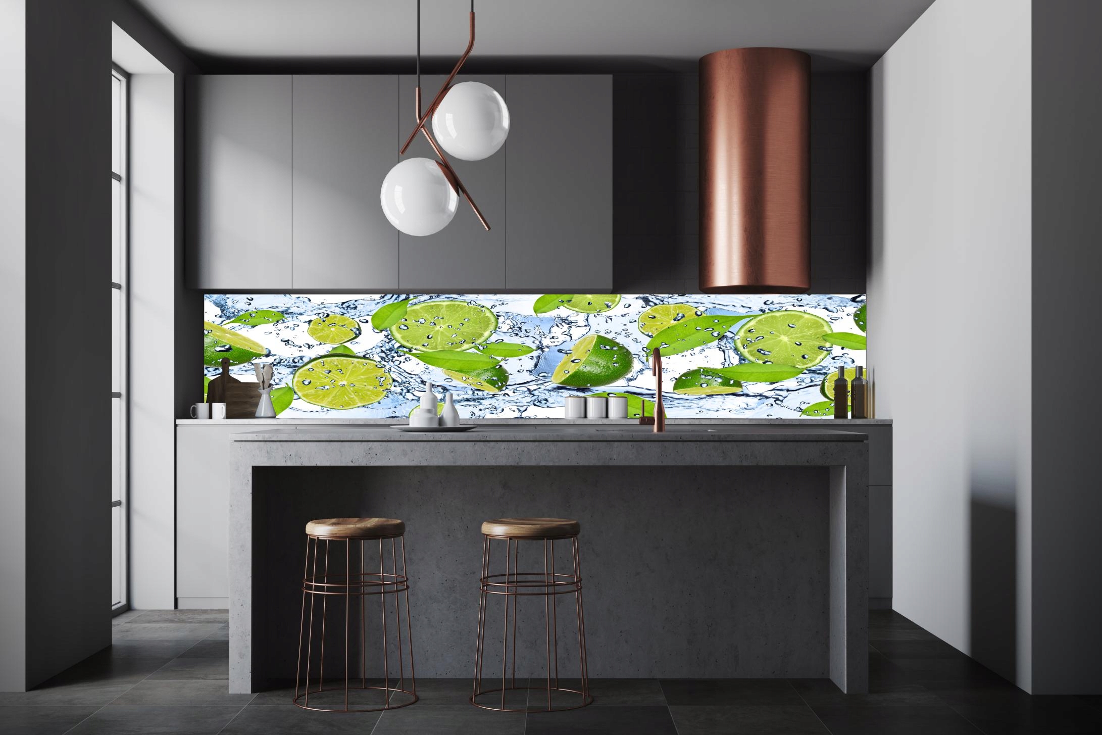 NAKLEJKI DO KUCHNI ŚCIANA limonki woda LAMINAT Marka EObraz