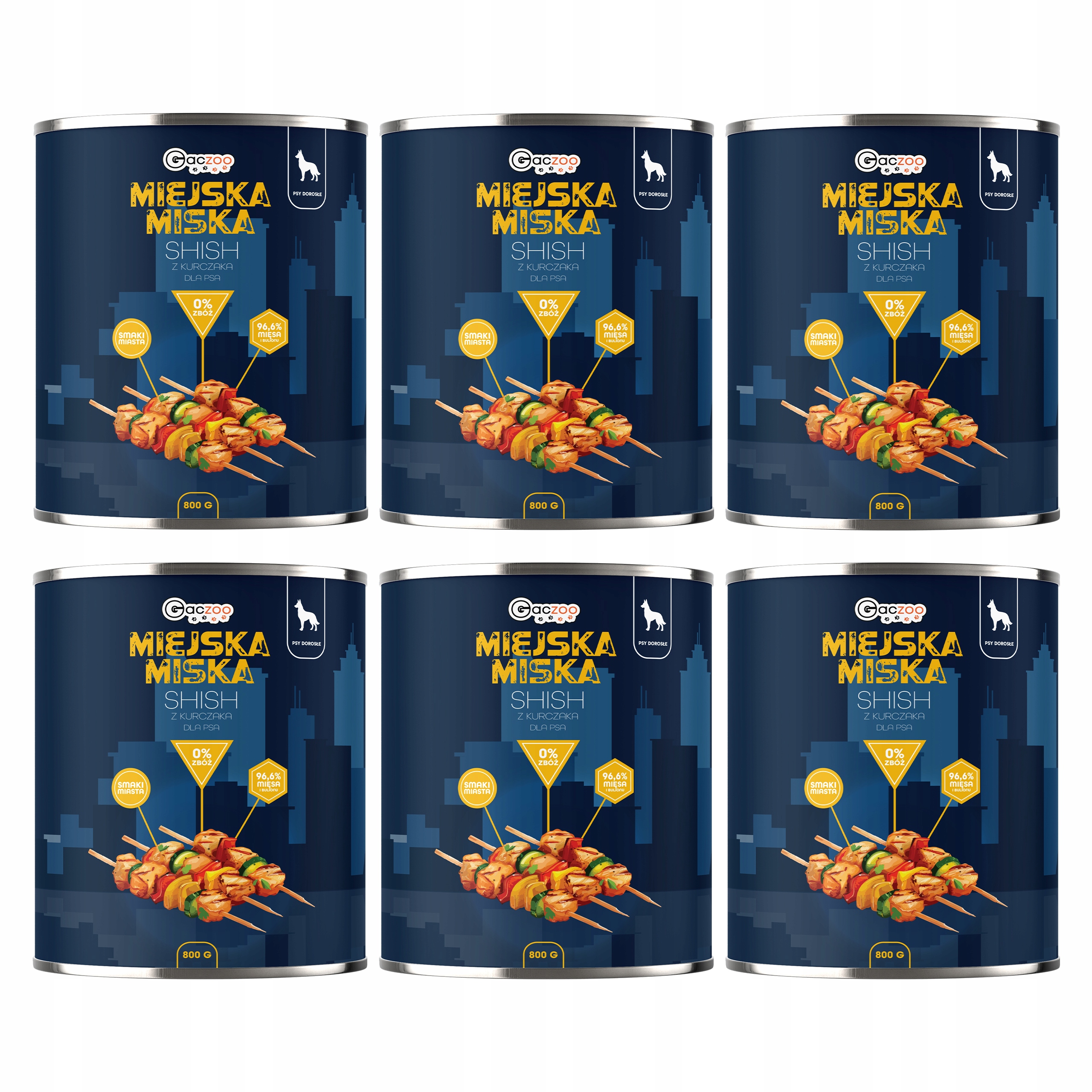 Levně Gaczoo Městská miska bez obilovin krmivo pro psy Shish s kuřecím masem 6 x 800 g