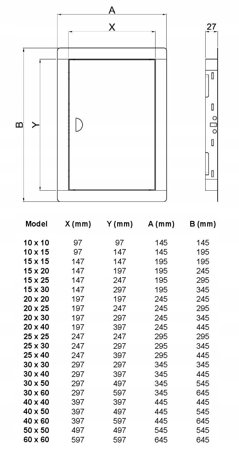 DRZWICZKI REWIZYJNE METALOWE BIAŁE 15X20 ZAMEK PL Kolor biały