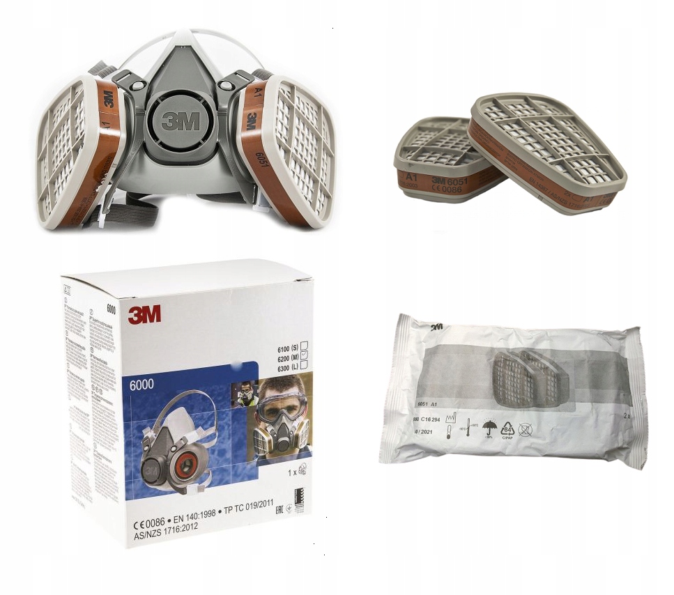 

Zestaw Lakierniczy Maska 3M 6300 Filtry 6051 A1