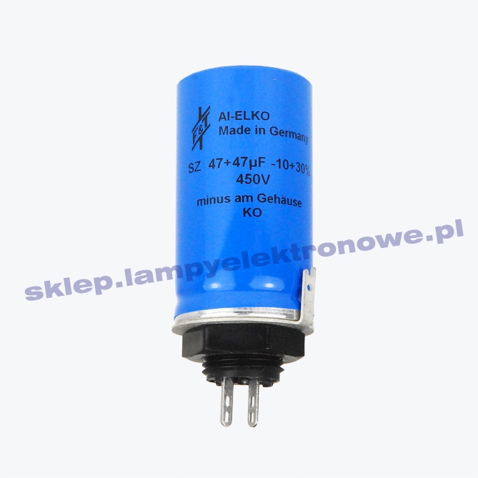 Elektrolytický kondenzátor 47+47uF/450V s závitem „f&t“ Germany