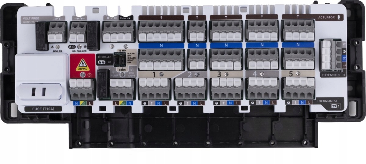 Listwa centralna przewodowa Salus CB500 z modułem sterującym, 5 stref, 230V