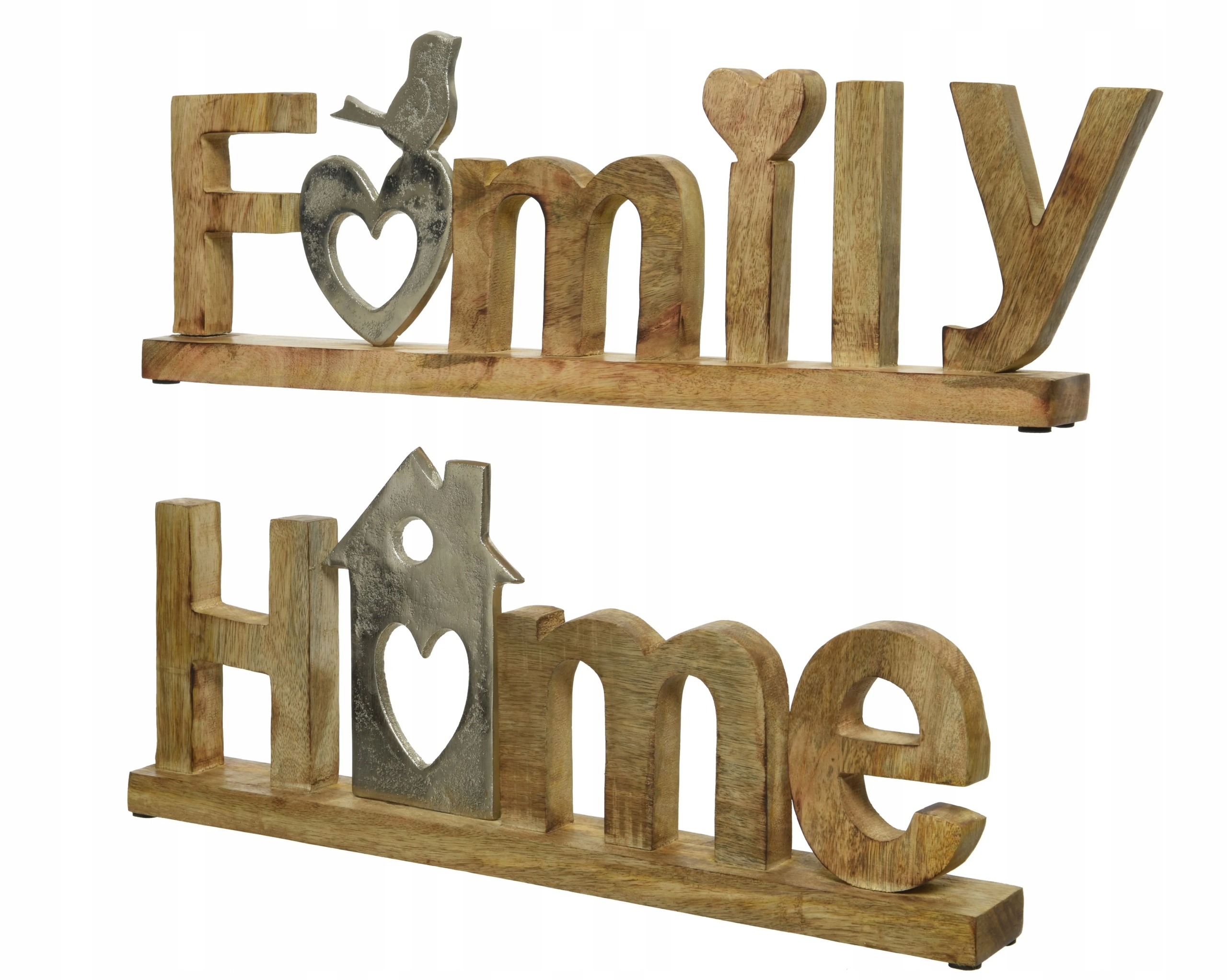 Nápis dekorace ozdoba stojící stříbrná rodina dům