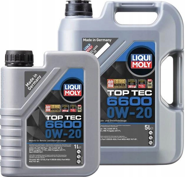 LIQUI MOLY TOP TEC 6600 0W20 C5 API SN PLUS RC 6L Pojemność opakowania 1 l