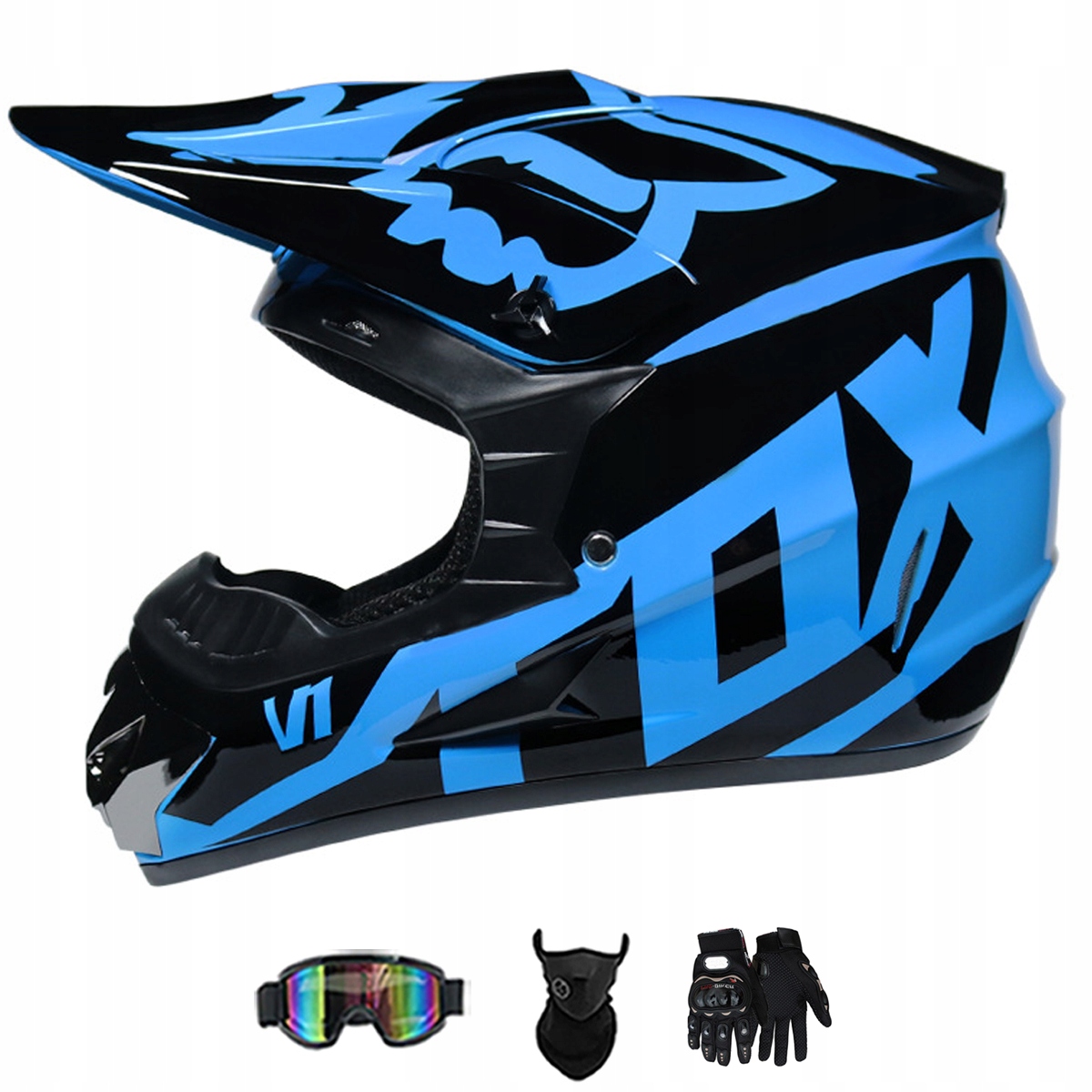 Motocyklová Přilba Lehká Enduro Quada Brýle Rukavice Maska XL
