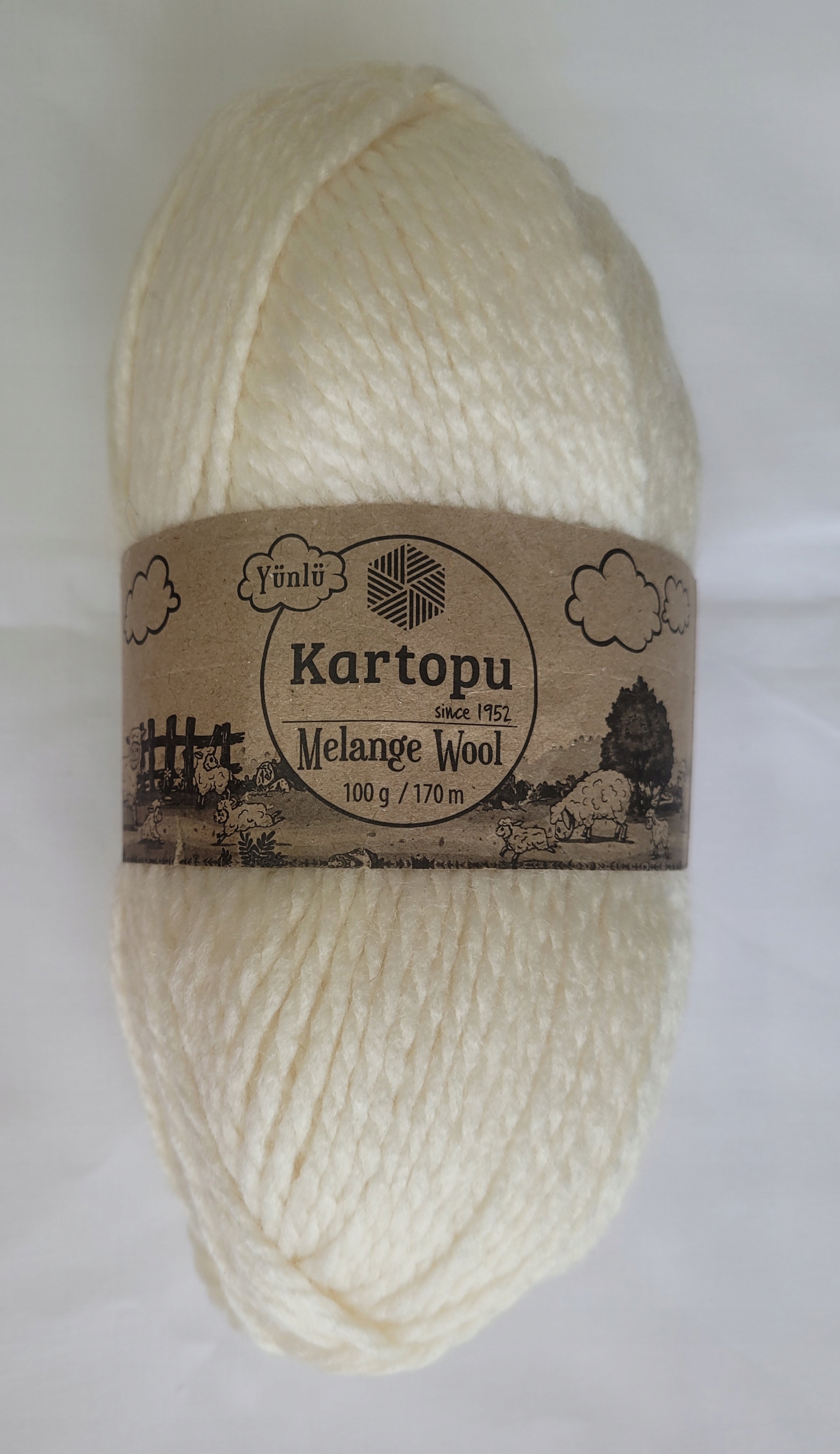 Włóczka Wełna Kartopu Melange Wool K025 Ecru Krem