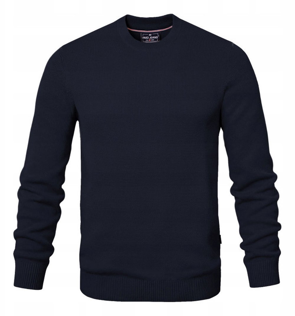 Pánský svetr, Kulatý výstřih a jemný úplet Pako Jeans Námořnická Modrá XL