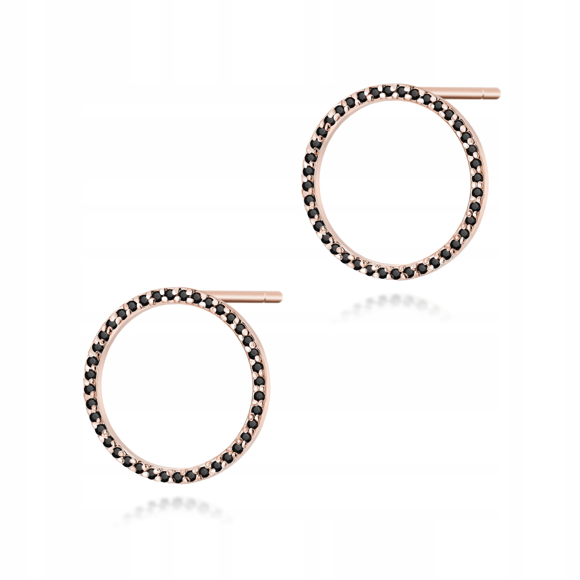 Zlaté náušnice 585 s černými diamanty, elegantní prsteny jako dárek 14k