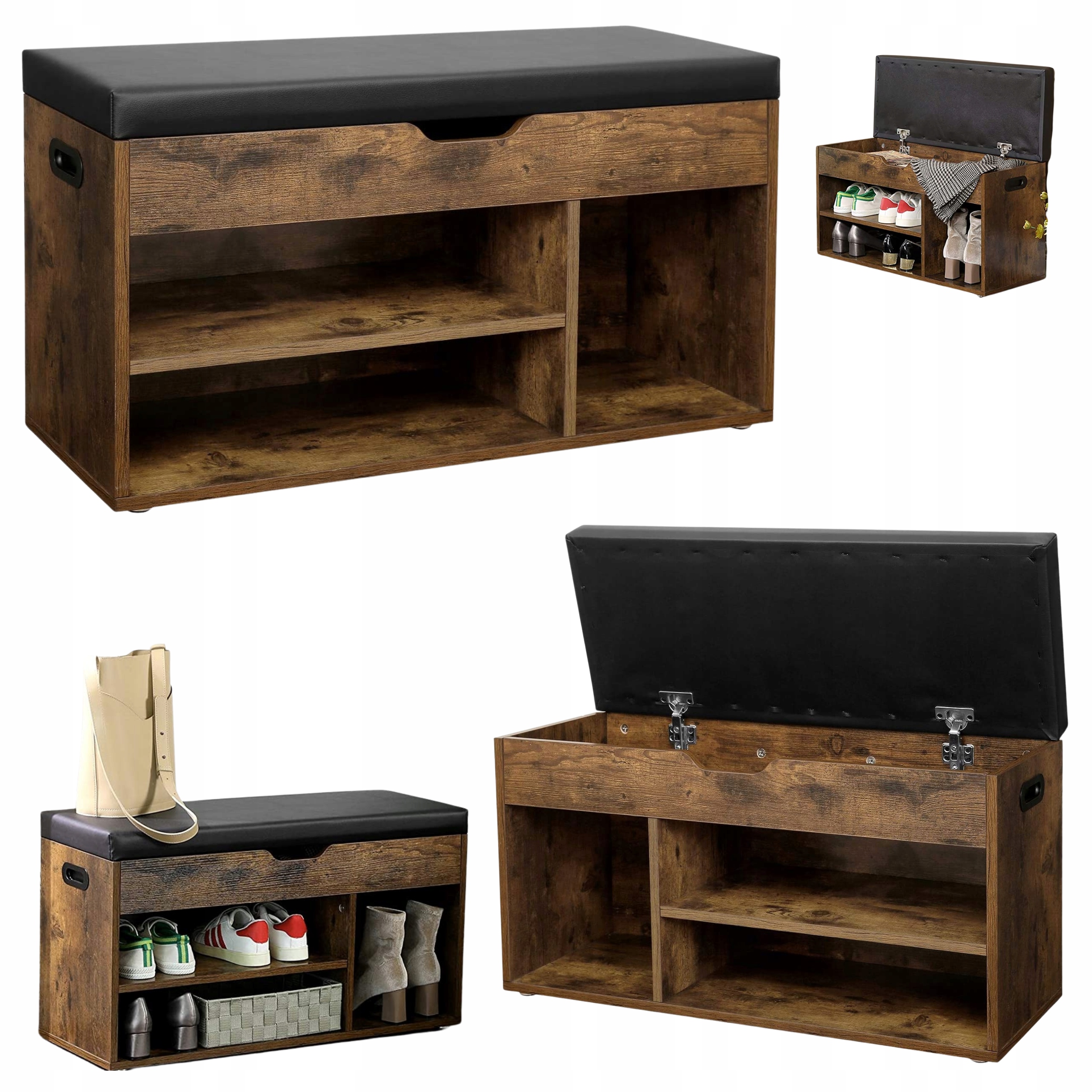 Skrinka na topánky s čalúneným sedákom, priestranný úložný priestor, lavička Loft