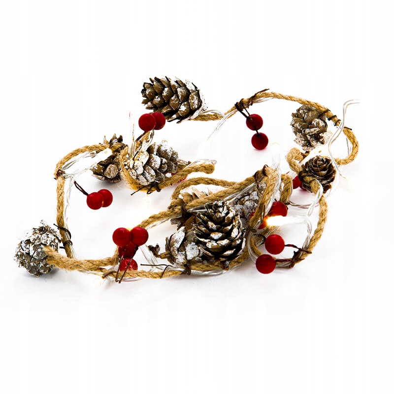 

Lampki Świąteczne Led Dekoracja z Juki i Szyszek