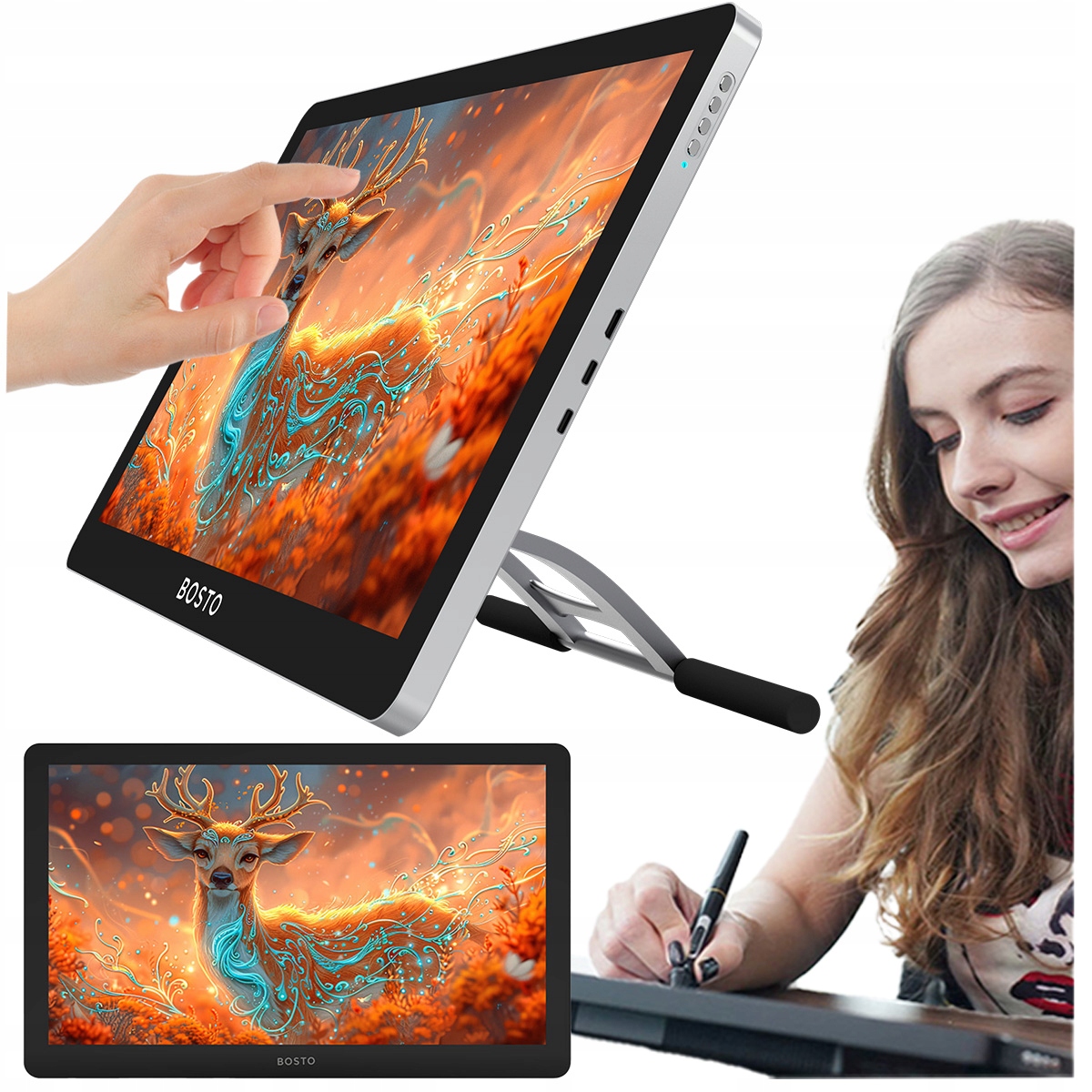 Profesionální Grafický Tablet Bosto BT-19UHDT(M) Dotykový LCD Displej 3840x2160