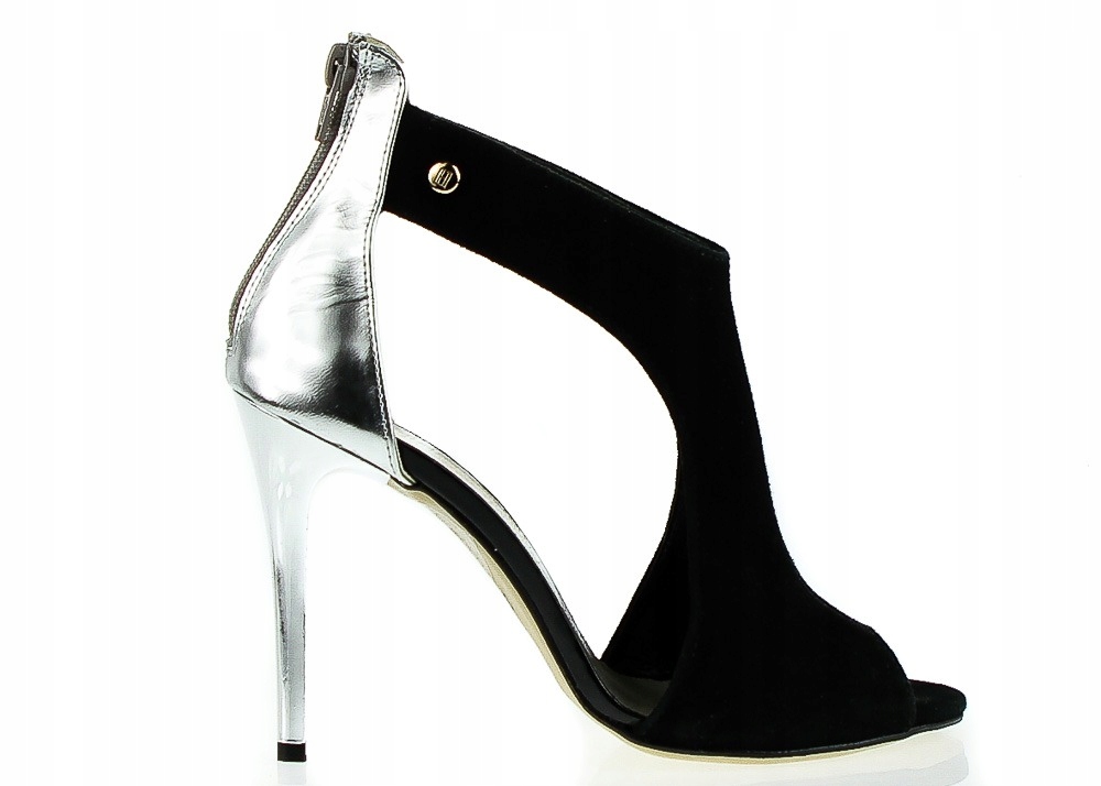 Krásné Kožené Lodičky Na Podpatku Stříbro 39