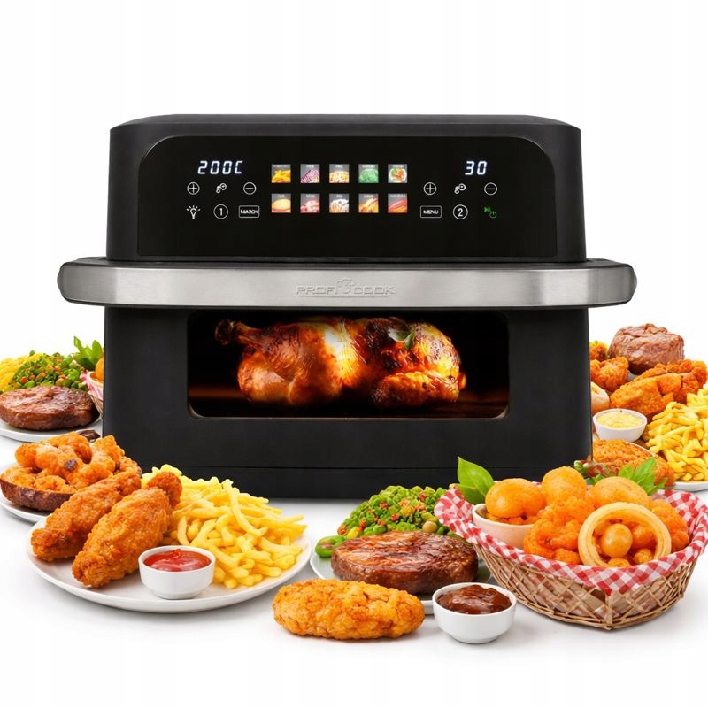 XXL 10L Frytkownica Beztłuszczowa 2400W Podwójna Air Fryer 10 Programów